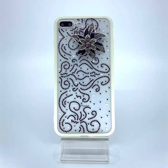iPhone 7 Plus, 8 Plus TPU +PC case. Unique. Handmade. Dark purple rhinestone - Picture 1 of 1